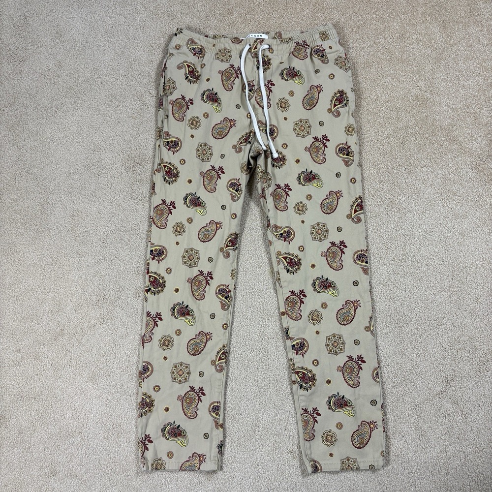 Pacsun Mens Drawstring Chino Pants Paisley 79s Streetwear Casual Comfort Small